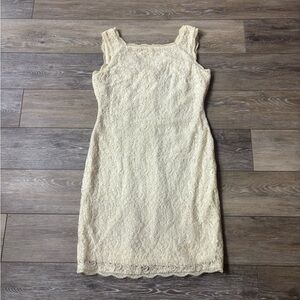 Cache Lace Dress Sz 8 Cream Sleeveless Party Cottagecore Fairy Vintage 90s Y2K